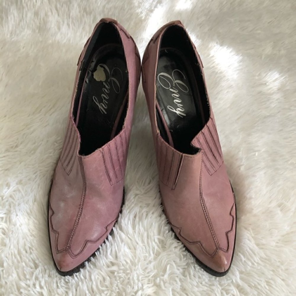 Envy Ankle Bootie 10 Western Style Leather Crushin Mauve Cowgirl Southern